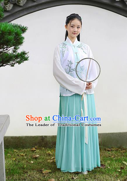 Traditional Chinese Ancient Hanfu Princess Costume Embroidered Bamboo Vest, Asian China Ming Dynasty Palace Lady Clothing for Women