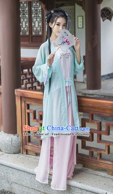 Traditional Chinese Ancient Palace Lady Costume, Asian China Song Dynasty Royal Princess Embroidered Blouse and Pants for Women