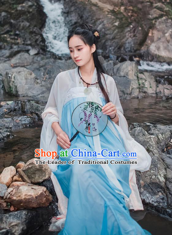 Traditional Chinese Ancient Palace Lady Costume, Asian China Tang Dynasty Royal Princess Embroidered Slip Skirts for Women
