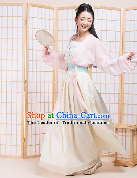 Traditional Chinese Ancient Young Lady Costume Complete Set, Asian China Tang Dynasty Princess Embroidered Clothing for Women