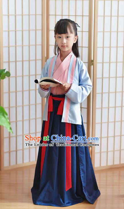 Traditional Chinese Ancient Hanfu Children Costume, Asian China Han Dynasty Princess Clothing for Kids