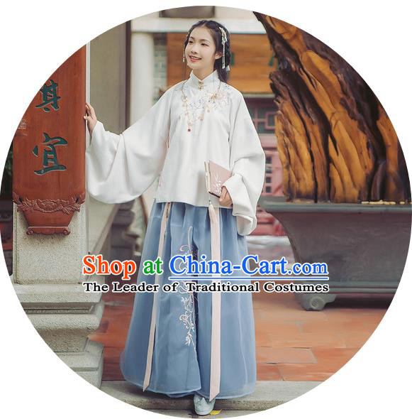 Traditional Chinese Ancient Hanfu Princess Costume, Asian China Ming Dynasty Palace Lady Embroidered Chrysanthemum Dress for Women