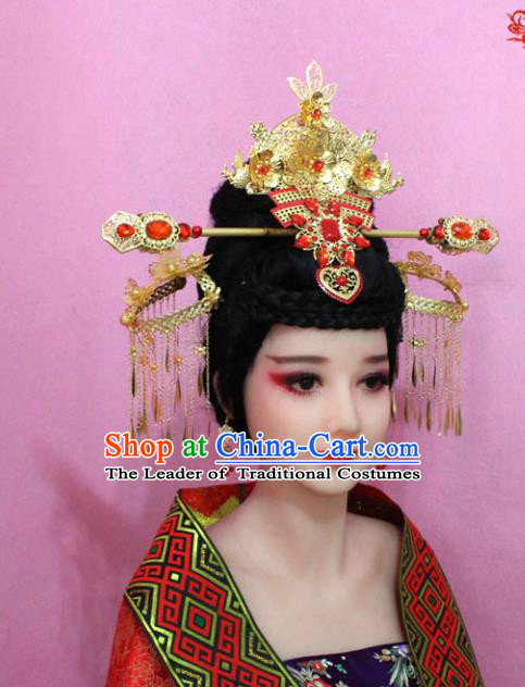 Traditional Handmade Chinese Ancient Classical Hair Accessories Bride Wedding Barrettes Empress Phoenix Coronet Hairpins