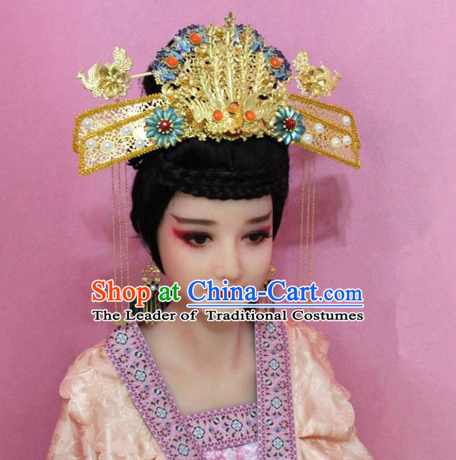 Traditional Handmade Chinese Ancient Classical Hair Accessories Bride Wedding Barrettes Empress Phoenix Coronet Hairpins