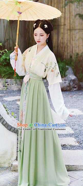 Asian China Han Dynasty Hanfu Costume Traditional Chinese Princess Embroidery Dress Clothing Complete Set