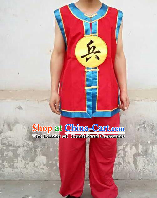 Traditional Chinese Peking Opera Soldier Costume, China Ancient Beijing Opera Imperial Bodyguard Clothing for Men