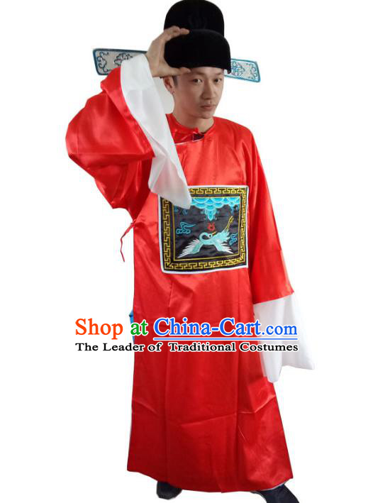 Traditional Chinese Peking Opera Lang Scholar Costume, China Ancient Beijing Opera Ministry Embroidered Robe Clothing  for Men
