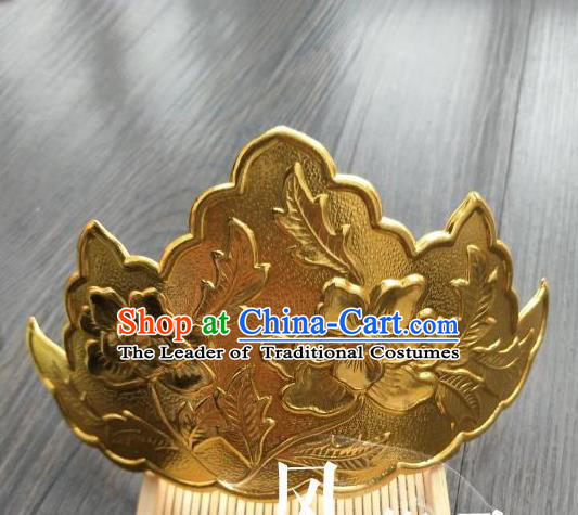 Traditional Handmade Chinese Hair Accessories Hanfu Copper Hairpins, China Ancient Tang Dynasty Palace Lady Lotus Hair Comb for Women
