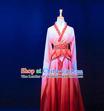 Traditional Chinese Tang Dynasty Young Lady Costume, China Ancient Princess Embroidered Fairy Pink Dress Clothing for Women
