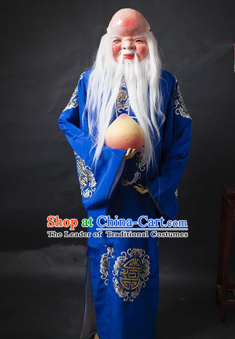 Traditional Ancient Chinese Peking Opera Costume, Asian Chinese God of Longevity Robe Clothing for Men