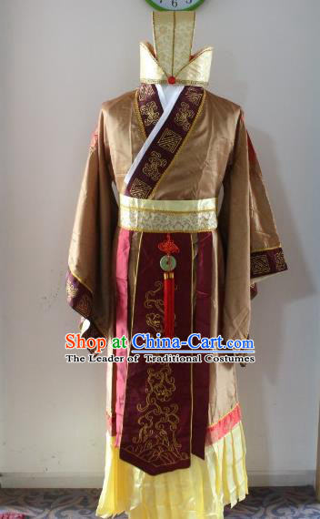 Traditional Ancient Chinese Prime Minister Costume, Asian Chinese Han Dynasty Emperor Robe Clothing for Men