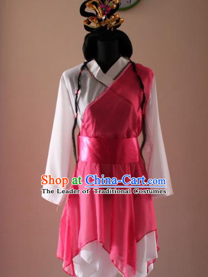 Traditional Ancient Chinese Swordswoman Huang Rong Hanfu Pink Costume, Asian Chinese Song Dynasty Embroidered Clothing for Women