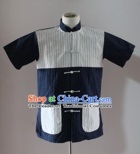 Traditional Ancient Chinese National Costume, Asian Chinese Republic of China Plated Buttons Shirt for Men