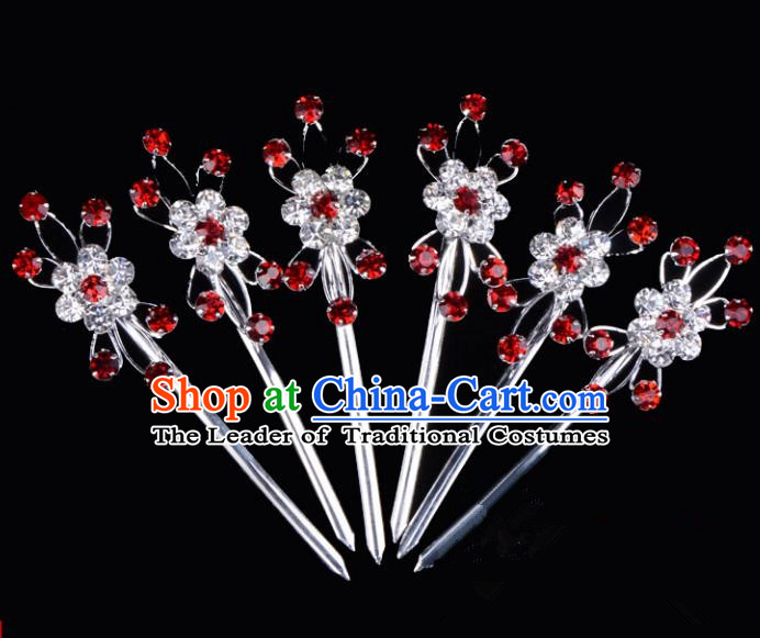 Traditional Beijing Opera Diva Hair Accessories Crystal Hairpins Complete Set, Ancient Chinese Peking Opera Hua Tan Hair Stick Headwear