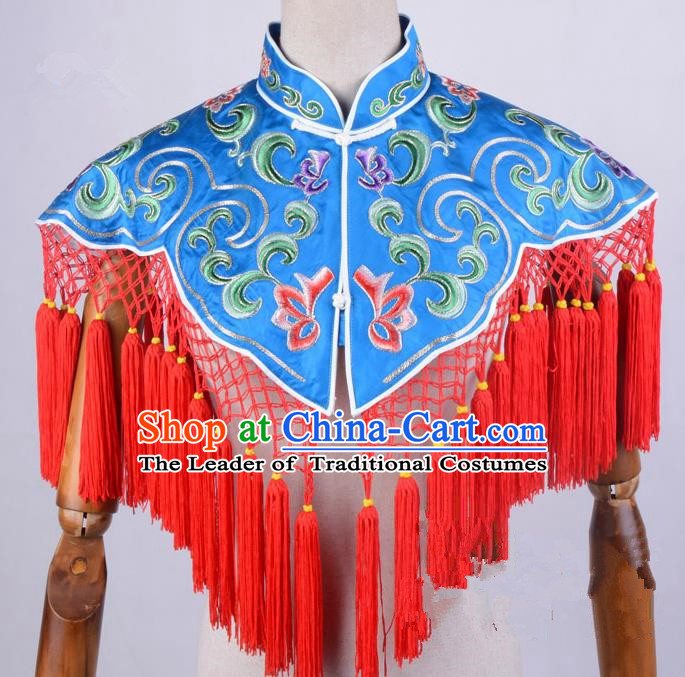 Top Grade Professional Beijing Opera Diva Costume Hua Tan Red Embroidered Cloud Shoulder, Traditional Ancient Chinese Peking Opera Princess Embroidery Clothing