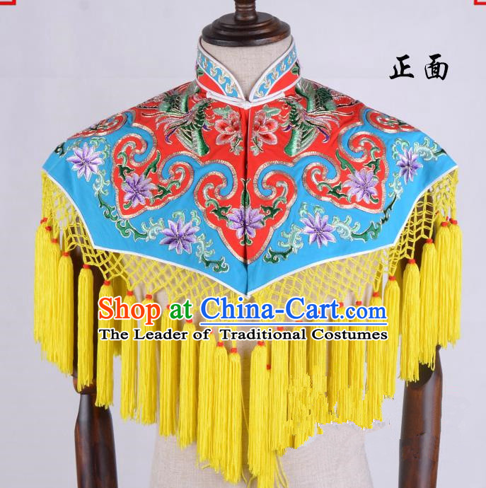 Top Grade Professional Beijing Opera Diva Costume Hua Tan Red Embroidered Cloud Shoulder, Traditional Ancient Chinese Peking Opera Princess Embroidery Clothing