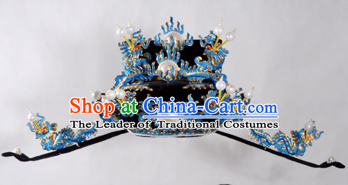 Traditional Beijing Opera Niche Hair Accessories Royal Highness Hat, Ancient Chinese Peking Opera Emperor Hat Headwear