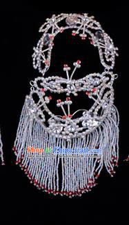 Traditional Beijing Opera Diva Hair Accessories Crystal Head Ornaments Headband, Ancient Chinese Peking Opera Hua Tan Hairpins Headwear