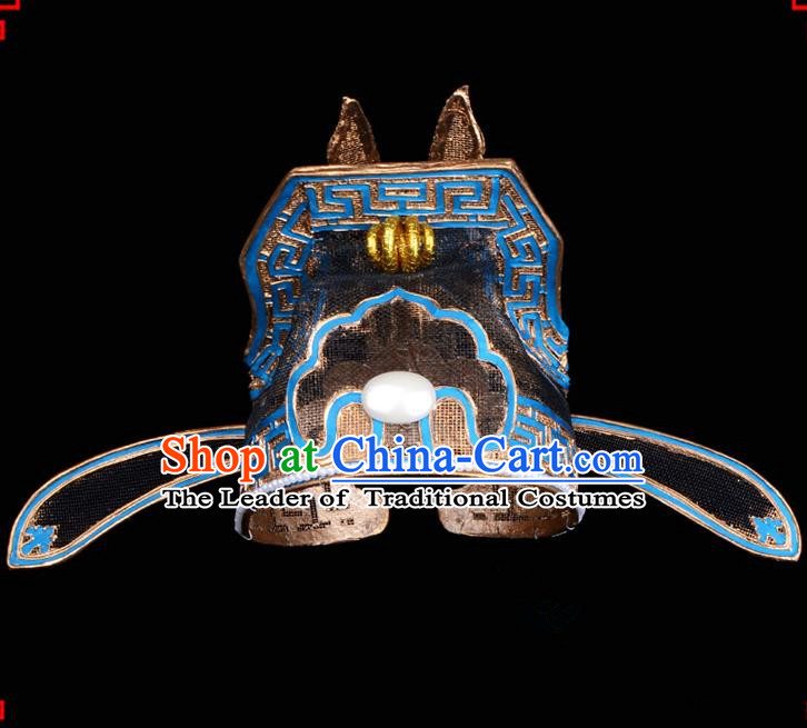 Traditional Beijing Opera Niche Hair Accessories Lang Scholar Hat, Ancient Chinese Peking Opera Emperor Son-in-law Hat Headwear