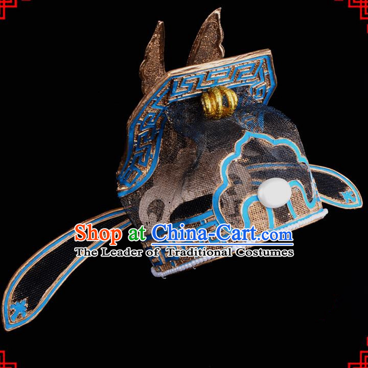 Traditional China Beijing Opera Niche Costume Gifted Scholar Embroidered Robe and Headwear Ancient Chinese Peking Opera Embroidery Clothing