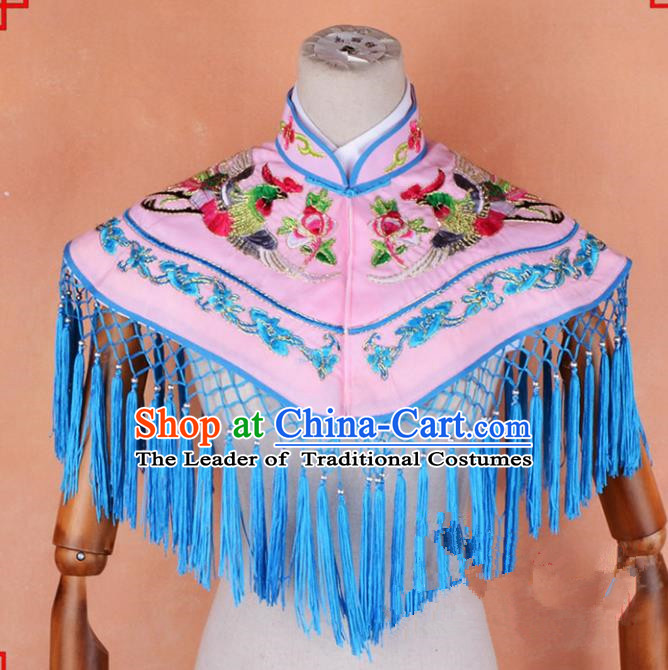 Top Grade Professional Beijing Opera Palace Lady Costume Hua Tan Pink Embroidered Cloud Shoulder, Traditional Ancient Chinese Peking Opera Diva Embroidery Clothing