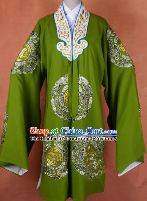 Top Grade Professional Beijing Opera Old Women Costume Pantaloon Green Embroidered Robe, Traditional Ancient Chinese Peking Opera Landlord Shiva Embroidery Clothing