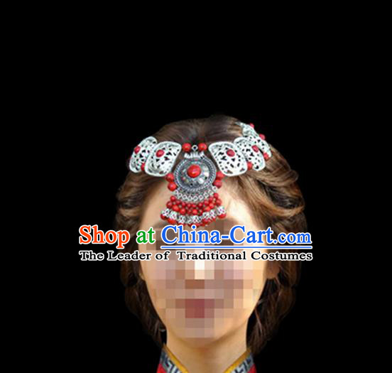 Traditional Chinese Mongol Nationality Hair Accessories, Mongols Female Folk Dance Ethnic Headband, Chinese Mongolian Minority Nationality Headwear for Women