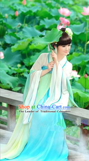 Traditional Ancient Chinese Tang Dynasty Imperial Consort Hanfu Dance Costume, Chinese Palace Lady Elegant Green Dress Clothing
