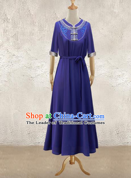 Traditional Chinese National Costume Elegant Hanfu Purple Dress, China Tang Suit Plated Buttons Chirpaur Cheongsam Qipao for Women