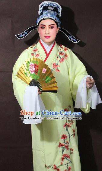 Traditional China Beijing Opera Costume Gifted Scholar Embroidered Robe and Hat Ancient Chinese Peking Opera Embroidery Clothing