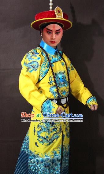 Traditional China Beijing Opera Emperor Embroidered Costume, Chinese Peking Opera Qing Dynasty Majesty Clothing