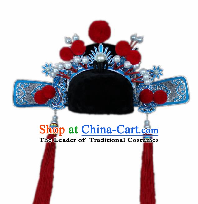 Traditional China Beijing Opera Princess Husband Hats, Chinese Peking Opera General Headwear