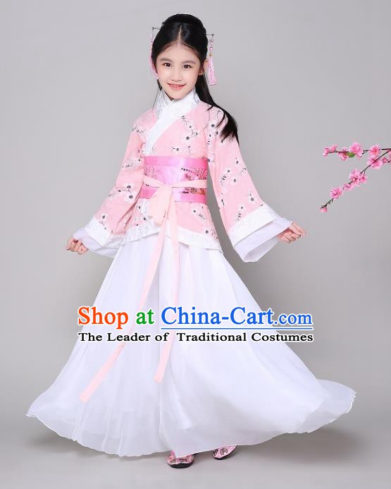 Traditional Chinese Ancient Princess Hanfu Clothing, China Han Dynasty Palace Lady Costume for Kids