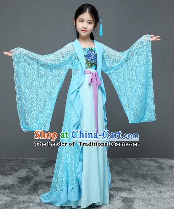 Traditional Chinese Tang Dynasty Palace Princess Costume Ancient Palace Lady Trailing Dress for Kids