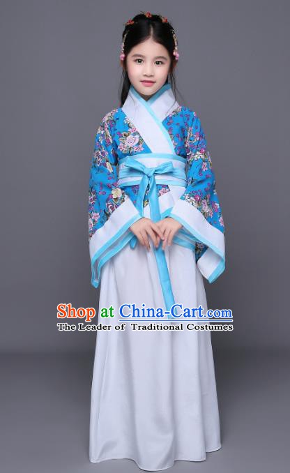 Traditional Chinese Han Dynasty Children Costume Ancient Palace Princess Hanfu Dress Clothing for Kids