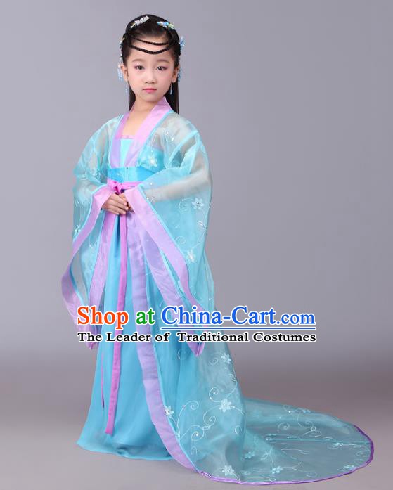 Traditional Chinese Tang Dynasty Royal Princess Costume, China Ancient Fairy Palace Lady Hanfu Dress Clothing for Kids