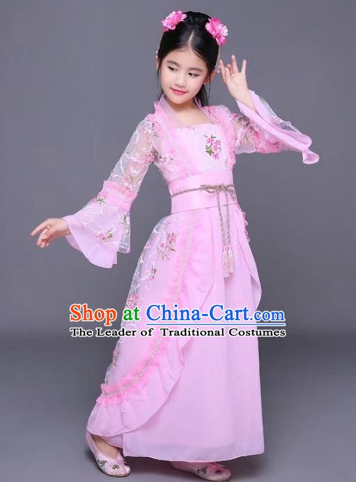 Traditional Chinese Tang Dynasty Children Princess Costume, China Ancient Palace Lady Hanfu Dress Clothing for Kids