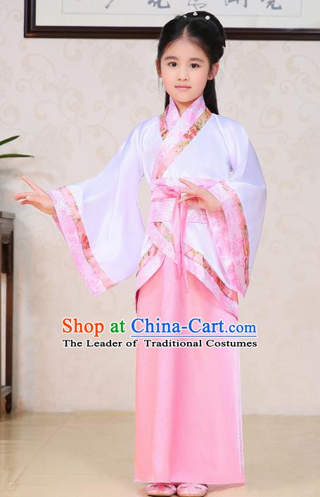Traditional Ancient Chinese Han Dynasty Princess Costume, China Ancient Imperial Consort Embroidered Clothing for Kids