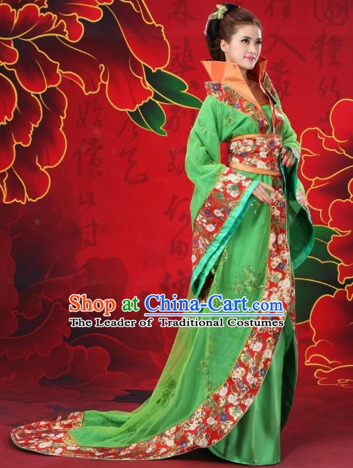 Traditional Chinese Ancient Imperial Consort Costume, China Tang Dynasty Palace Lady Embroidered Trailing Clothing for Women