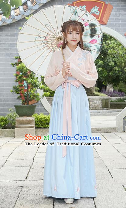Traditional Chinese Ancient Han Dynasty Young Lady Embroidered Clothing for Women