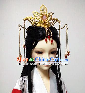 Traditional Handmade Chinese Tang Dynasty Imperial Consort Wig Sheath and Hair Accessories Headwear for Women