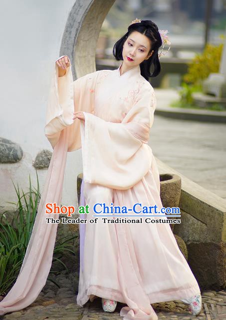 Traditional Chinese Jin Dynasty Nobility Lady Costume, China Ancient Princess Embroidered Clothing for Women