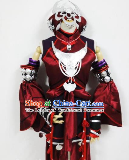 Traditional Chinese Ancient Miao Nationality Swordswoman Cosplay Costume for Women