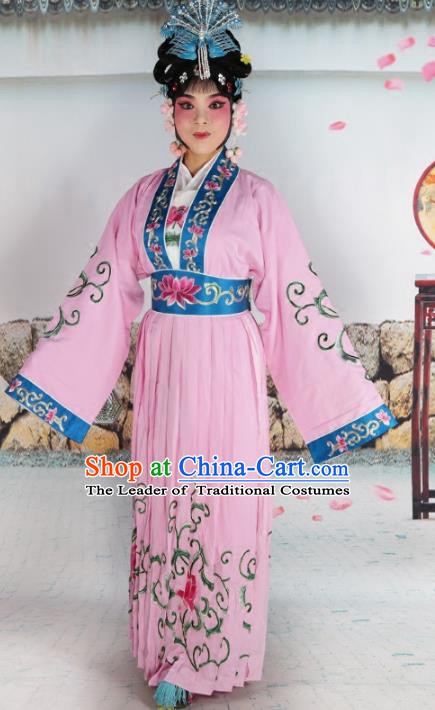 Chinese Beijing Opera Nobility Lady Embroidered Pink Costume, China Peking Opera Actress Embroidery Clothing