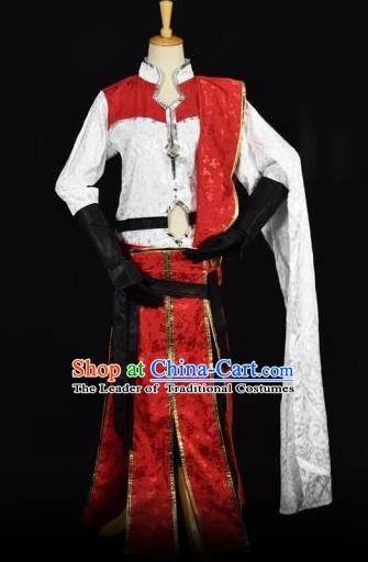 Traditional Chinese Ancient Swordsman Embroidered Costume Han Dynasty Kawaler Clothing for Men