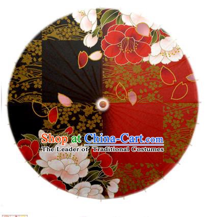 Asian China Dance Umbrella Handmade Classical Printing Flowers Red Oil-paper Umbrellas Stage Performance Umbrella