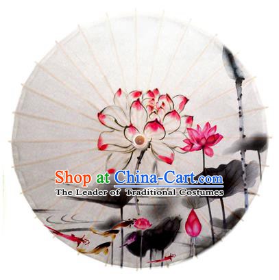 Asian China Dance Umbrella Stage Performance Umbrella Hand Painting Lotus Oil-paper Umbrellas