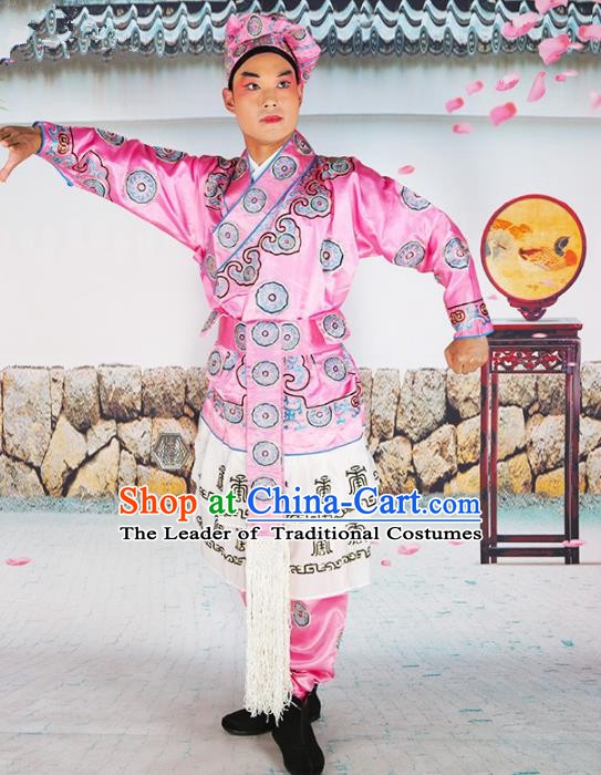 Chinese Beijing Opera Takefu Costume Pink Embroidered Robe, China Peking Opera Embroidery Clothing