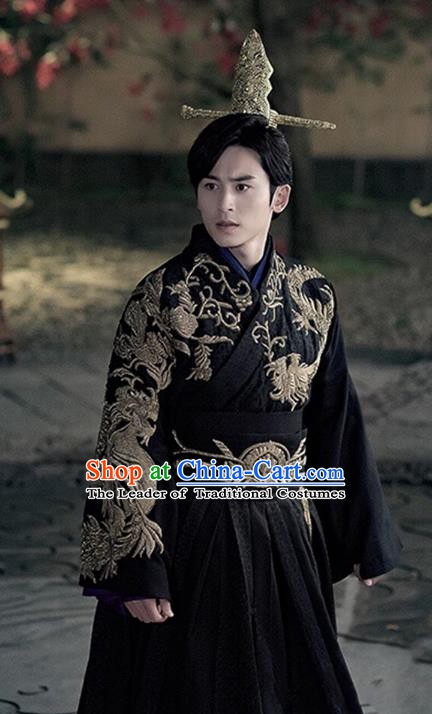 Traditional Chinese Ancient Qin Dynasty Prince Embroidered Costume for Men
