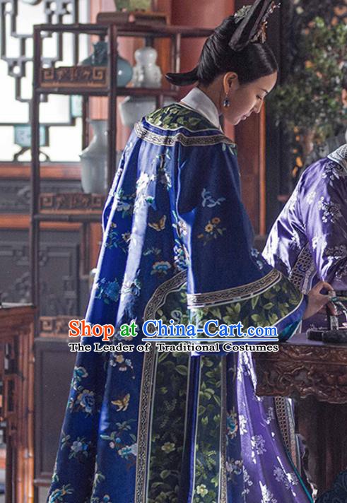 Traditional Chinese Ancient Qing Dynasty Manchu Imperial Concubine Embroidered Costume